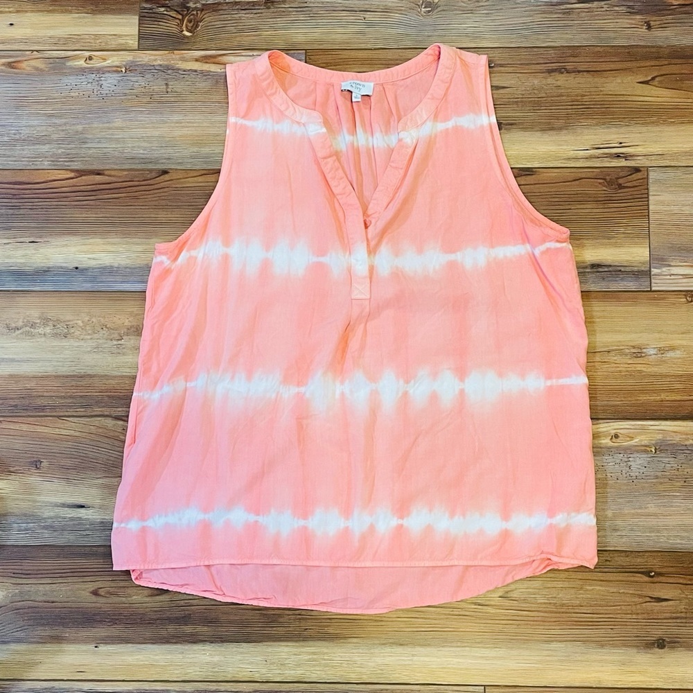 Women’s crown & ivy Light Coral Tie Dye Striped Lightweight Sleeveless Top SizeL